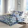 Madison Park Cape Cod Blue 7 Piece Cotton Sateen Comforter Set