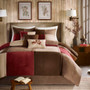 Madison Park Jackson Blocks Red 7 pcs Microsuede Comforter Set