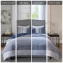 Madison Park Bennett Navy 4 pcs Jacquard Quilt Set with Throw Pillow