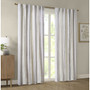 Madison Park Samara White/Brown Poly Printed Curtain Panel with Tufted Stripe and Lining