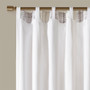 Madison Park Samara White/Brown Poly Printed Curtain Panel with Tufted Stripe and Lining