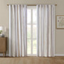 Madison Park Samara White/Brown Poly Printed Curtain Panel with Tufted Stripe and Lining