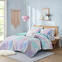 Intelligent Design Cassiopeia Aqua Watercolor Tie Dye Printed Quilt Set with Throw Pillow