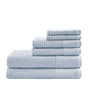 Madison Park Spa Waffle Blue Cotton Waffle Jacquard Antimicrobial Bath Towel 6 pcs Set