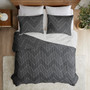 INK+IVY Pomona Black 3 pcs Embroidered Cotton Quilt Set