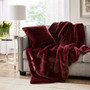 Croscill Sable Burgundy Solid Faux Fur Square Decor Pillow