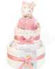 2 Tier Welcome Little One Girl Nappy Cake Pink Giraffe
