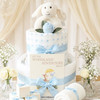 2 Tier Baby Boy Gift Organic Bunny Nappy Cake