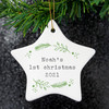 Personalised 1st Christmas Festive Holly Ceramic Star Decoration Personalised 1st Christmas Festive Holly Ceramic Star Decoration