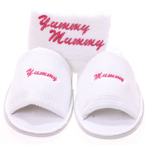 Yummy Mummy Hospital Slippers & Face Cloth