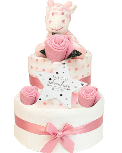 2 Tier New Parents Afternoon Tea Welcome Little One Girl Nappy Cake Pink Giraffe 2 Tier New Parents Afternoon Tea Welcome Little One Girl Nappy Cake Pink Giraffe