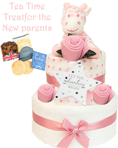 2 Tier New Parents Afternoon Tea Welcome Little One Girl Nappy Cake Pink Giraffe 2 Tier New Parents Afternoon Tea Welcome Little One Girl Nappy Cake Pink Giraffe