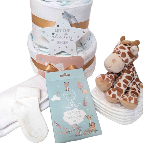3 Tier Welcome To The World Baby Gift Nappy Cake Giraffe Safari 3 Tier Welcome To The World Baby Gift Nappy Cake Giraffe Safari