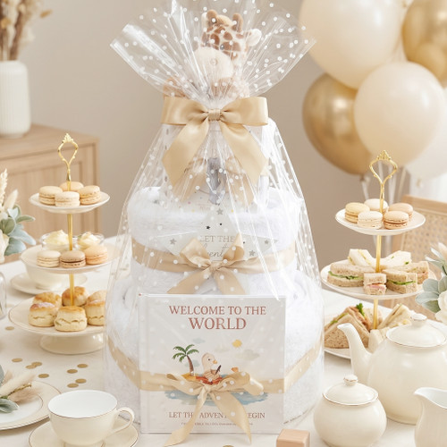 3 Tier Welcome To The World Baby Gift Nappy Cake Giraffe Safari 