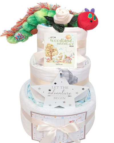 3 Tier Hungry Caterpillar Nappy Cake (white)