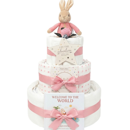 3 Tier Welcome To the World Nappy Cake Flopsy Bunny 