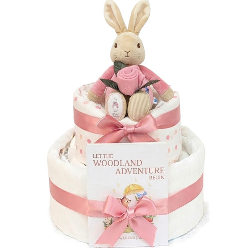 2 Tier Flopsy Bunny Nappy Cake