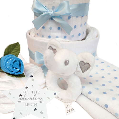 2 Tier New Baby Boy Moi Nappy Cake