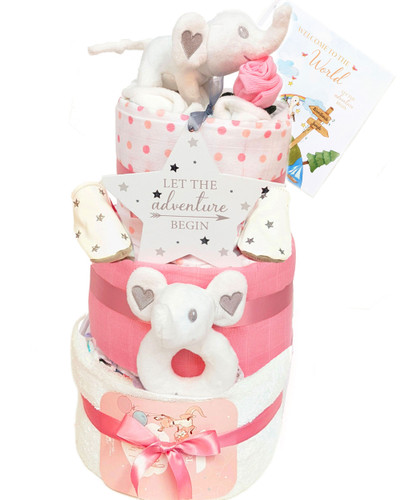 3 Tier Baby Moi Elephant Luxury girl Nappy Cake
