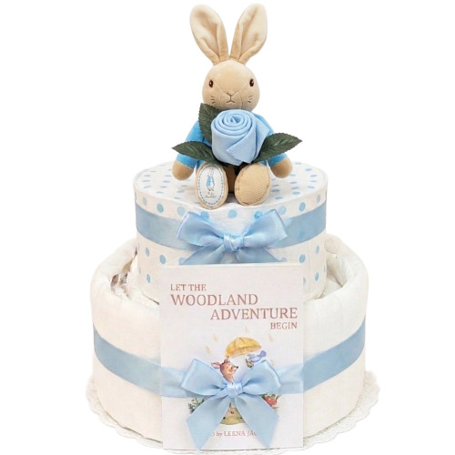 2 Tier Welcome Baby Boy Peter Rabbit Nappy Cake