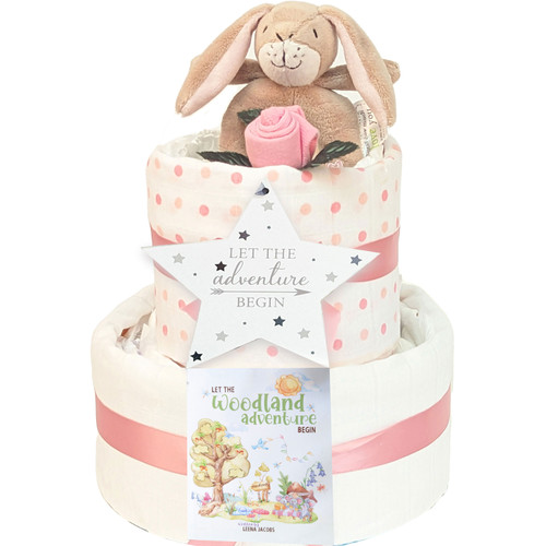 2 Tier Welcome Little One Girl Guess How Much I Love You Nappy Cake