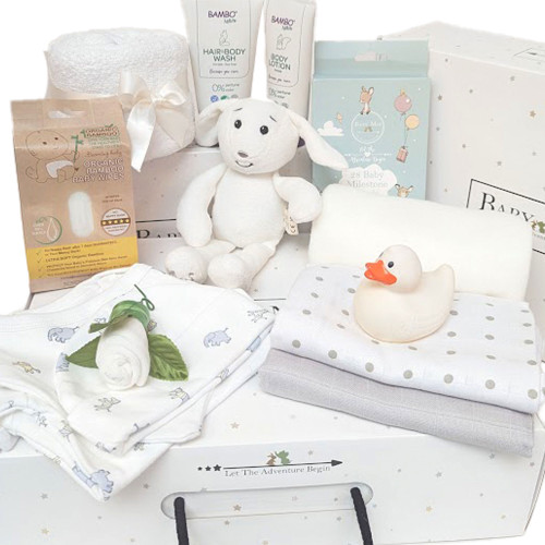 NEW BABY BATH & BEDTIME GIFT HAMPER ORGANIC BUNNY