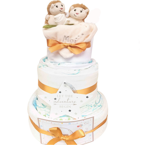 3 TIER  WELCOME LITTLE ONE NAPPY CAKE HEDGEHOG