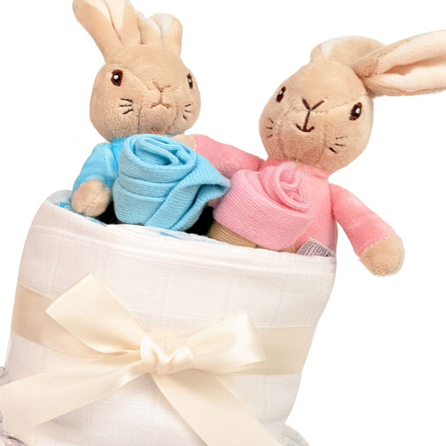 2 Tier Baby Twin Boy & Girl Nappy Cake (Peter & Flopsy)