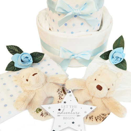 2 TIER BABY BOY TWINS NAPPY CAKE Winnie The Pooh 2 TIER BABY BOY TWINS NAPPY CAKE Winnie The Pooh