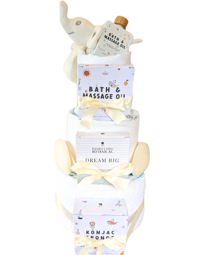  3 Tier Baby Bath Time Gift Nappy Cake ( Elephant)