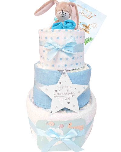 3 Tier Welcome To The World Guess How Much I Love You Bear Boy Gift Set Nappy cake