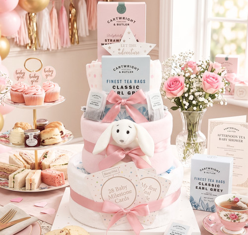 3 Tier Food Hamper Nappy Cake New Parents & Baby Girl Gift