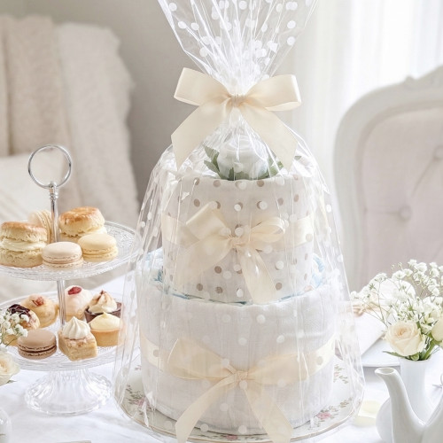 2 Tier Welcome Little One Nappy Cake Unisex