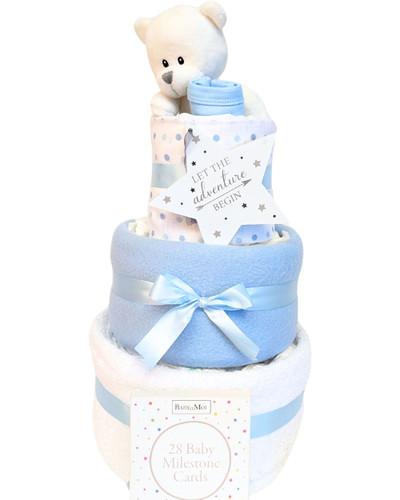 3 Tier Welcome To The World Baby Boy Gift Set Nappy cake