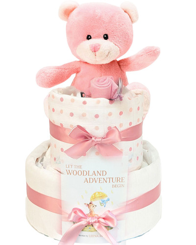 2 Tier Welcome Baby Girl Nappy Cake