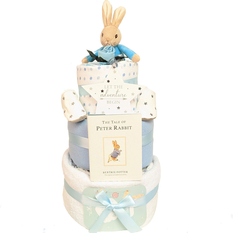 3 Tier Blue Luxury Baby Boy Nappy Cake (Peter Rabbit)