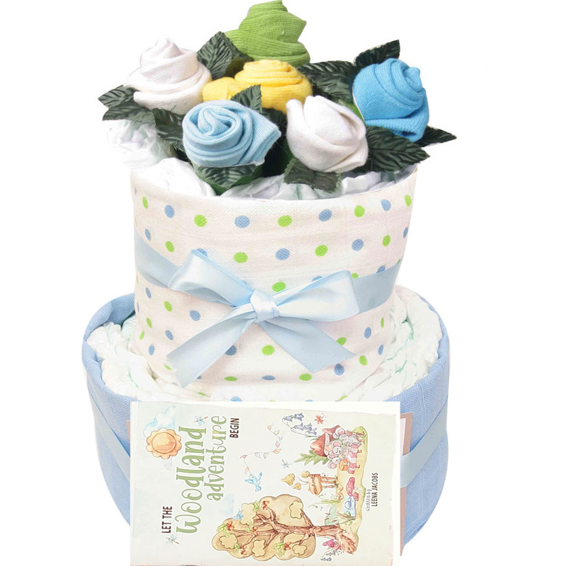 2 Tier Baby Boy Sock Bouquets Nappy Cake