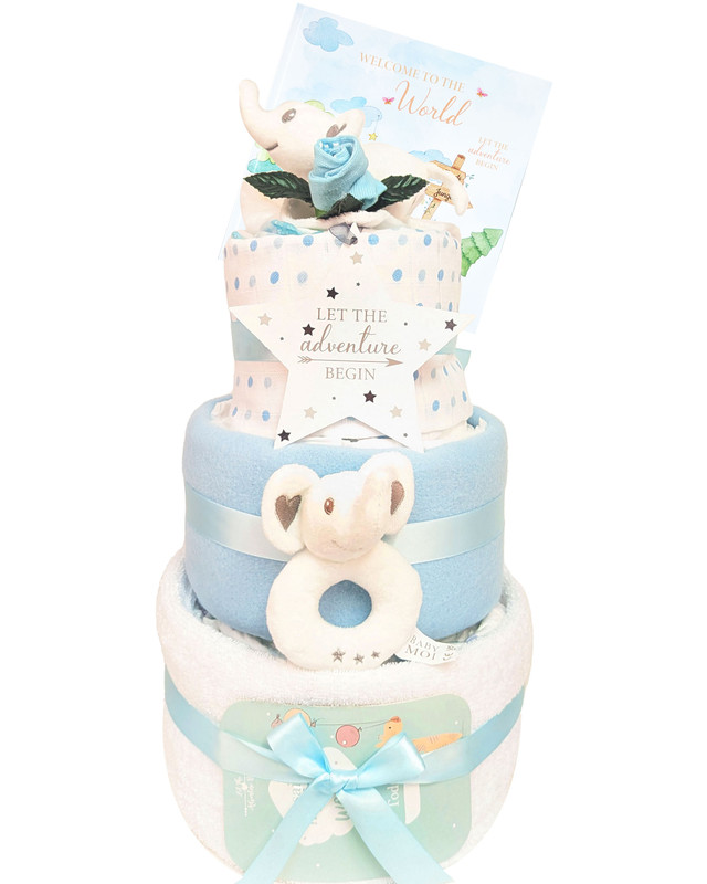 3 Tier Baby Boy Gift Nappy Cake Elephant