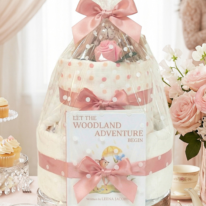 2 Tier Welcome Little One Girl Guess How Much I Love You Nappy Cake