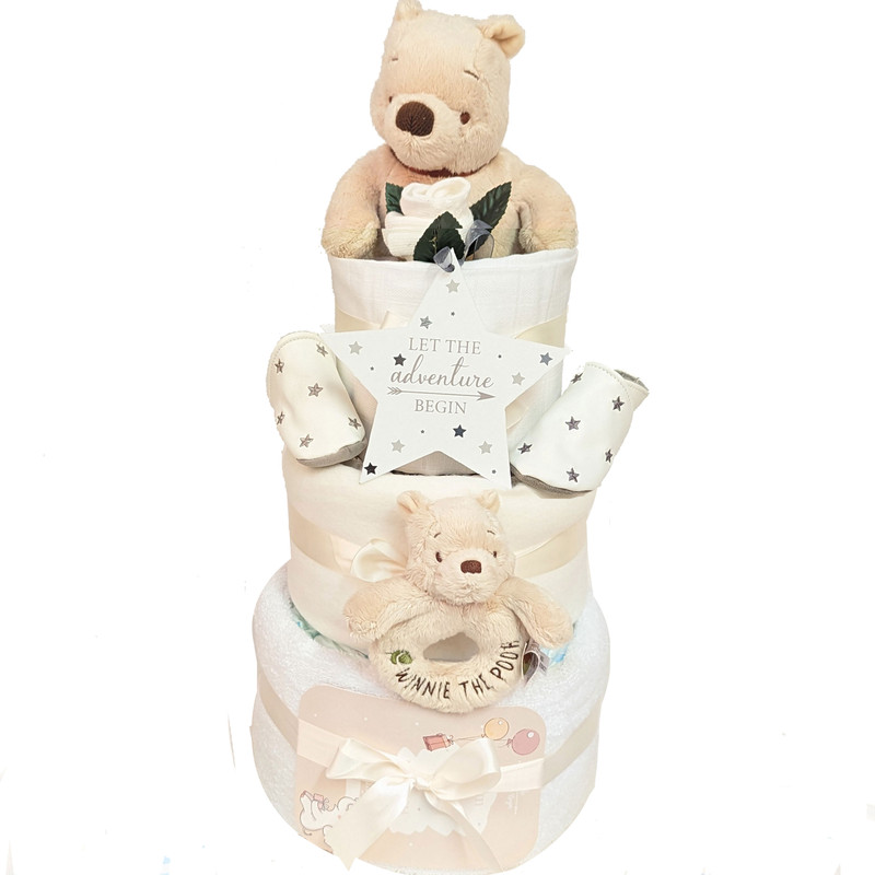 3 Tier Luxury Baby Gift Nappy Cake (Winnie The Pooh)