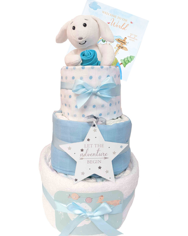 3 Tier Welcome To The World Organic Bunny Nappy Cake