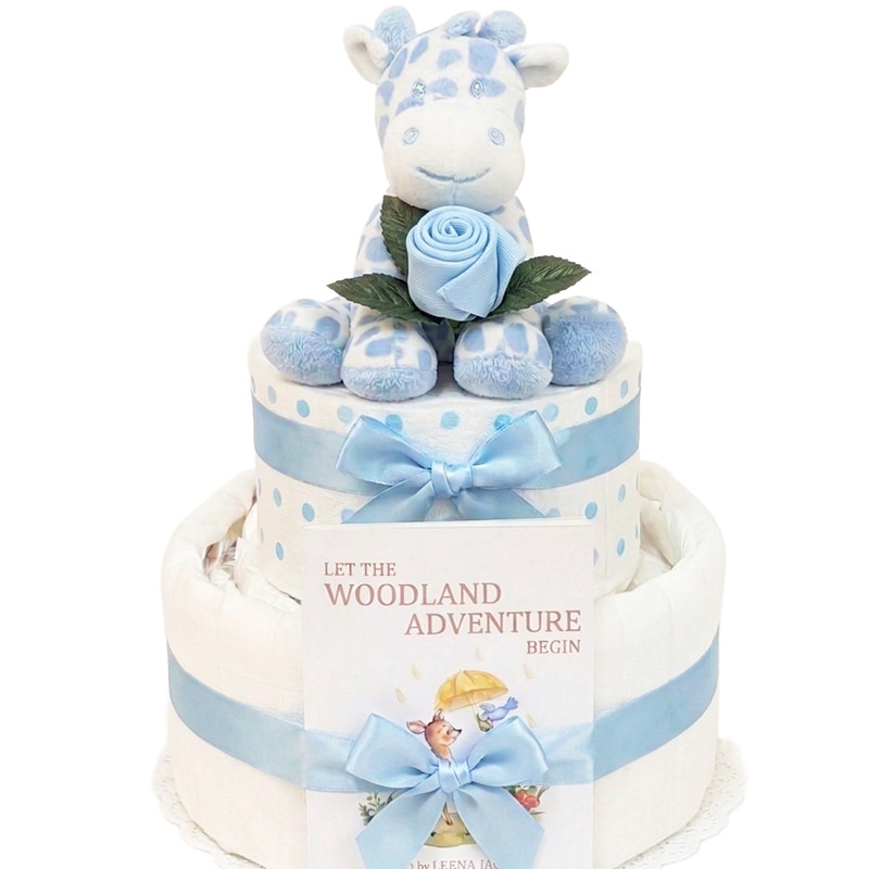 2 Tier Baby Boy Nappy Cake Safari Giraffe