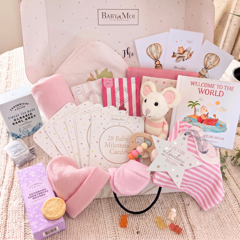 It's a Girl & New Parents Gift & Food Hamper Pink Mouse