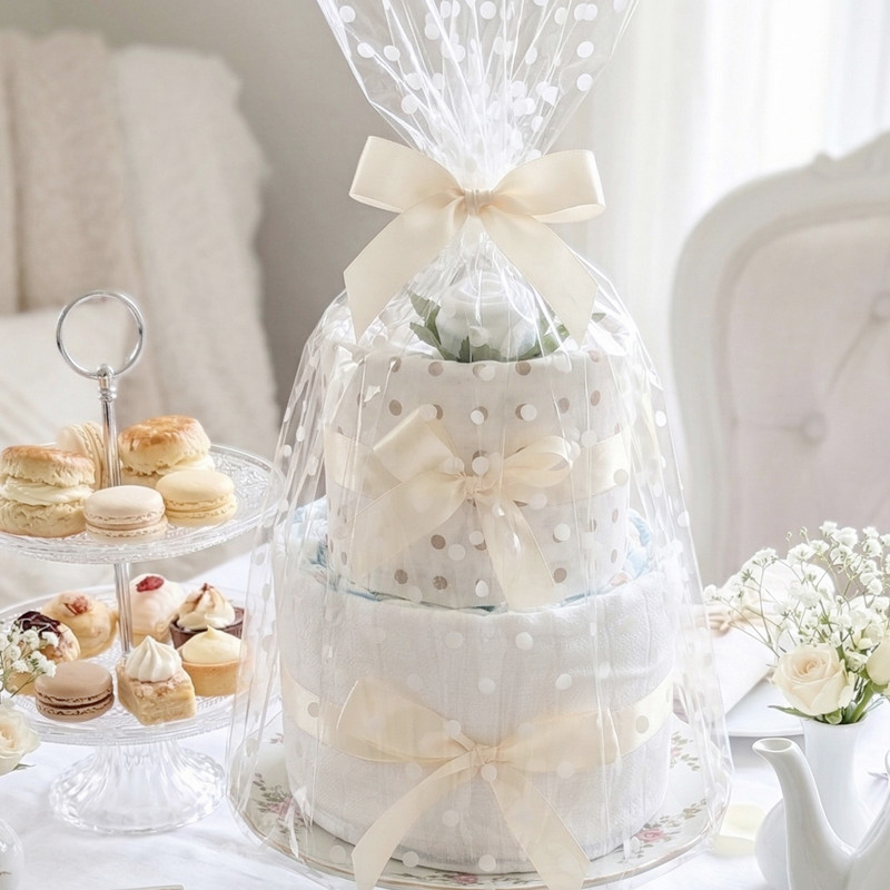 2 Tier Welcome Little One Nappy Cake Unisex - Nappy Cake Shop