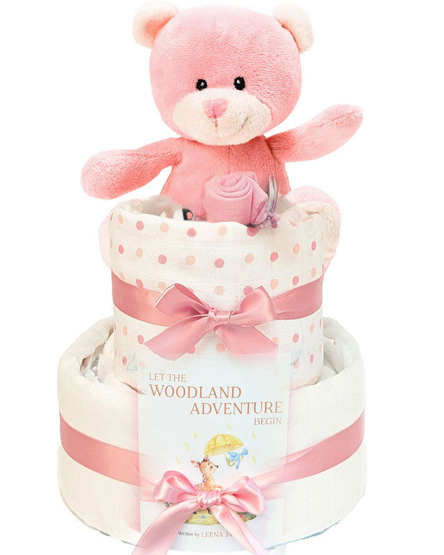 2 Tier Welcome Baby Girl Nappy Cake