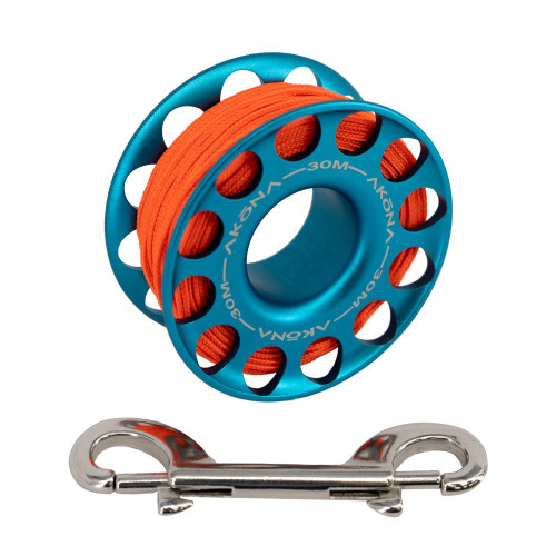 Akona Aluminum Spool with Double-Ended Stainless-Steel Clip for Scuba Diving