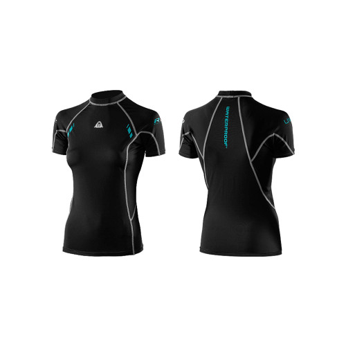Waterproof Waterproof Women's R30 Rash guard short sleeve Skin (Black,3X-Small)