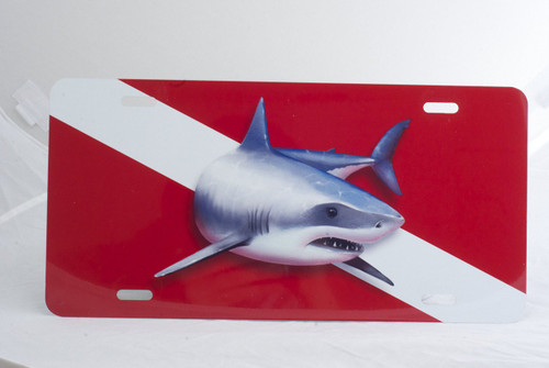 Marine Sports Air Brush Great White Dive Flag Plate Red/White