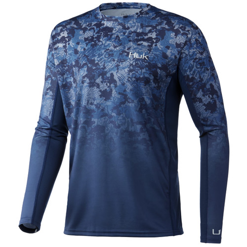 HUK Icon X Tide Change Fade Long Sleeve (Atlantic,Small)