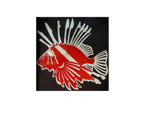 Marine Sports Lion Fish Decal 6 Inch Red/White